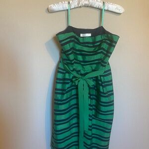 Moulinette Soeurs Green and Navy Striped Midi Dress